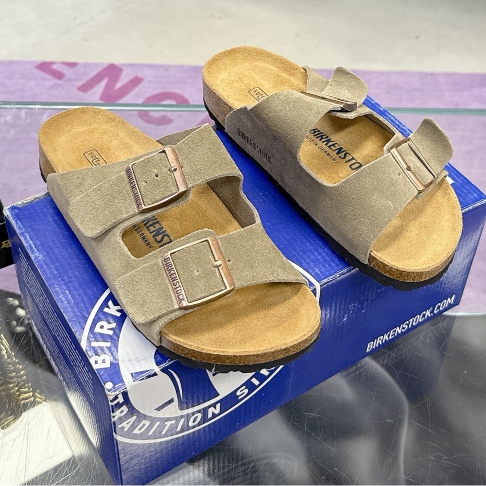 Birkenstock Taupe Suede Arizona sandals